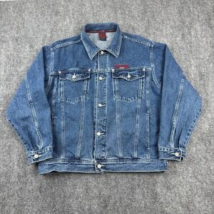 Vintage Pure Playaz Jean Jacket Mens Size XL P16 Series Denim Trucker 90s Y2K